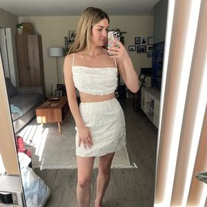 SABO SKIRT White Floral Two-Piece Set